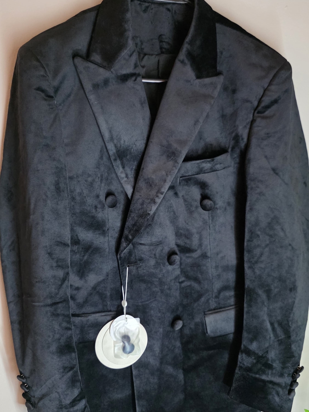 Men's Black Velvet Double-Breasted Blazer